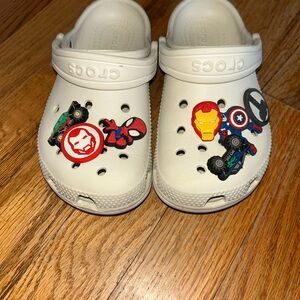 CROCS Kids' White Slippers with Superhero Charms